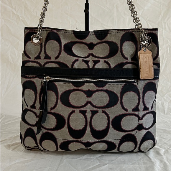 COACH 21161 POPPY Metallic Pink sparkle signature C ToTe Shoulder bag - Picture 2 of 12